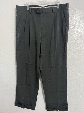 Perry Ellis Portfolio Dress Pants Mens 36x29 Gray Pleated Front Office #151